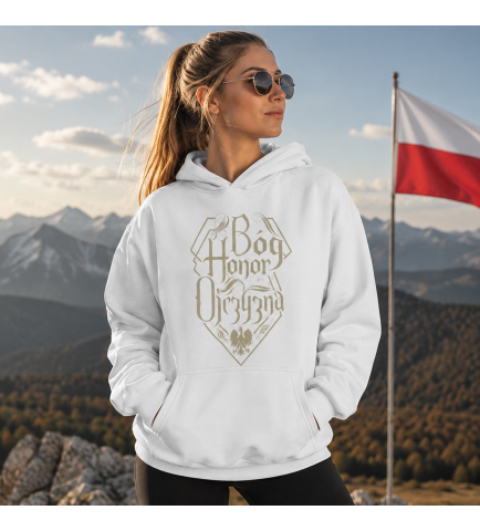 Damska bluza z kapturem B-H-O NAPIS PIASKOWY